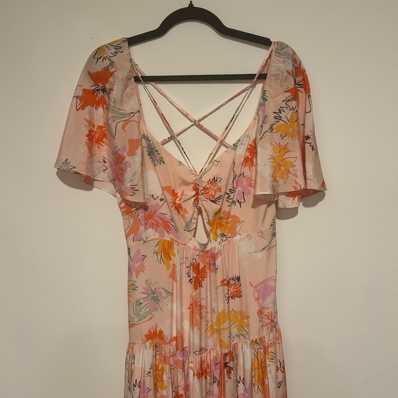 $695 Tanya Taylor Women's Pink Willa V Neck Floral Print Silk Dress Size 8 - Picture 5 of 7